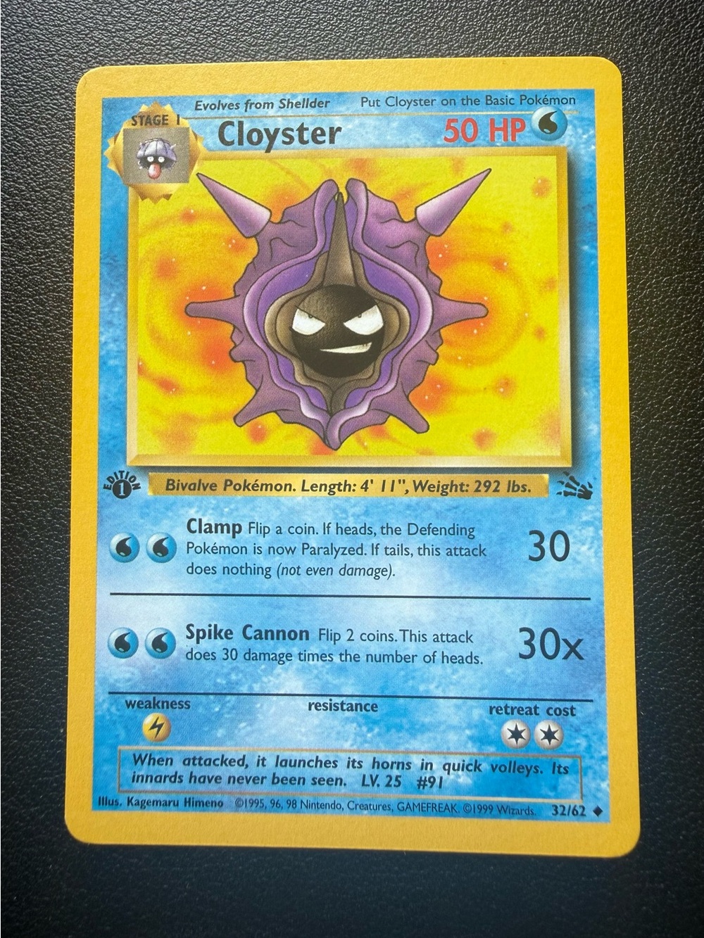 Pokémon - Cloyster - Fossil 32/62 1st Edition Uncommon